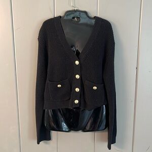 NWT Black Gold Buttons Cardigan Sweater Women's H&M